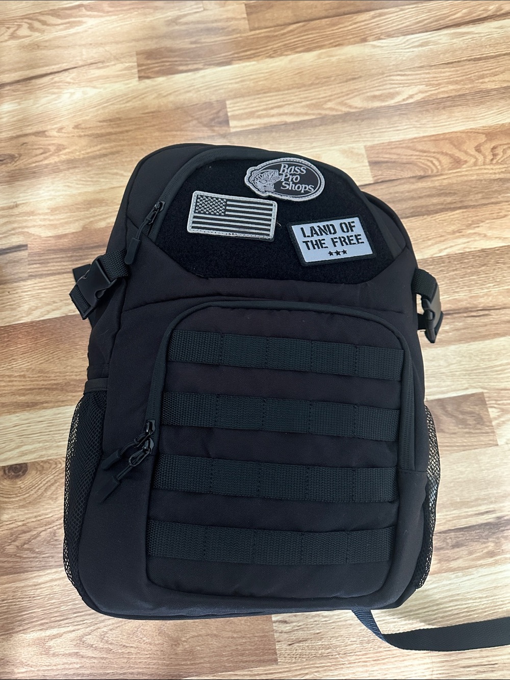 NWT Bass Pro Shops Black Tactical Sling Pack with Patch Panels